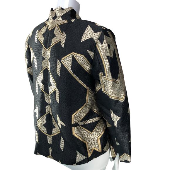 Chicos Women Size 2 US 12 Egyptian Sophisticate Persias Jacket Metallic Jacquard - Picture 9 of 16